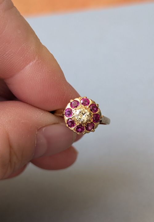 ART DECO 18CT GOLD RUBY AND DIAMOND RING - ADDITIONAL PHOTO 5