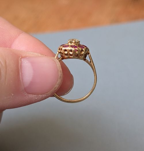 ART DECO 18CT GOLD RUBY AND DIAMOND RING - ADDITIONAL PHOTO 6