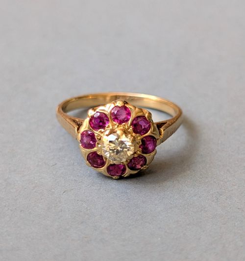 ART DECO 18CT GOLD RUBY AND DIAMOND RING - ADDITIONAL PHOTO 7