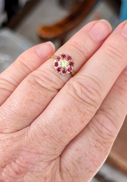 ART DECO 18CT GOLD RUBY AND DIAMOND RING - ADDITIONAL PHOTO 1