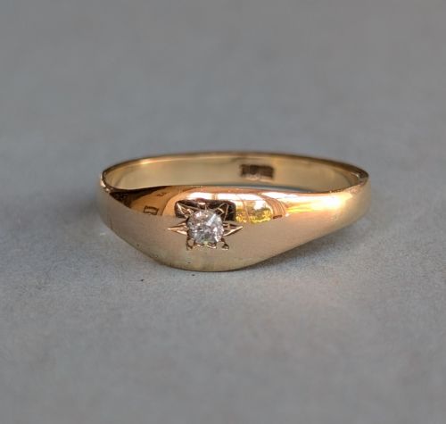 VINTAGE 18CT GOLD DIAMOND GYPSY RING - ADDITIONAL PHOTO 4