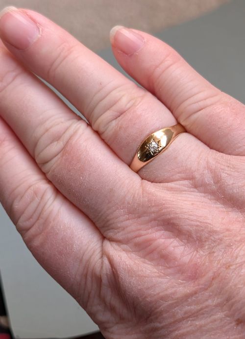 VINTAGE 18CT GOLD DIAMOND GYPSY RING - ADDITIONAL PHOTO 9