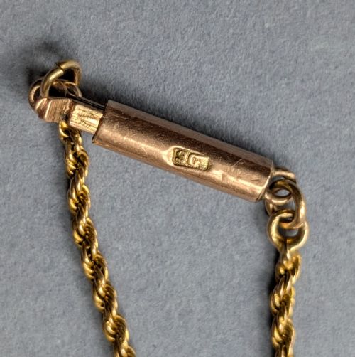 ANTIQUE 9CT GOLD NECKLACE CHAIN WITH TURQUOISE - ADDITIONAL PHOTO 11