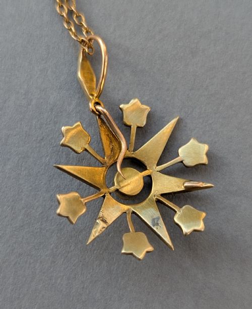 VICTORIAN 9CT GOLD TURQUOISE STAR PENDANT AND CHAIN - ADDITIONAL PHOTO 9