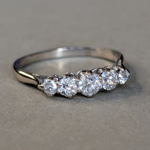 ANTIQUE 18CT GOLD DIAMOND FIVE STONE RING - ADDITIONAL PHOTO 1