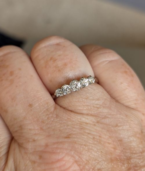 ANTIQUE 18CT GOLD DIAMOND FIVE STONE RING - ADDITIONAL PHOTO 5