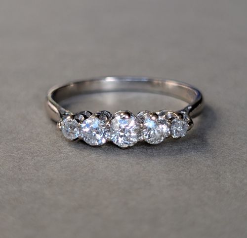 ANTIQUE 18CT GOLD DIAMOND FIVE STONE RING - ADDITIONAL PHOTO 6