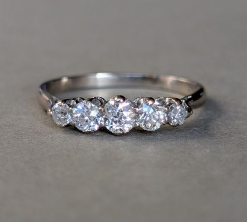 ANTIQUE 18CT GOLD DIAMOND FIVE STONE RING - ADDITIONAL PHOTO 7