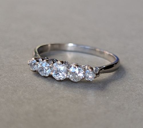 ANTIQUE 18CT GOLD DIAMOND FIVE STONE RING - ADDITIONAL PHOTO 8