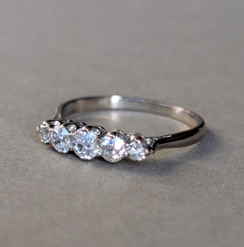 ANTIQUE 18CT GOLD DIAMOND FIVE STONE RING - ADDITIONAL PHOTO 9