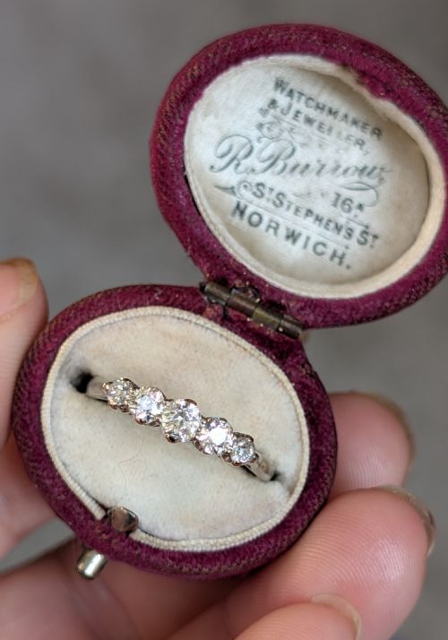ANTIQUE 18CT GOLD DIAMOND FIVE STONE RING - ADDITIONAL PHOTO 11