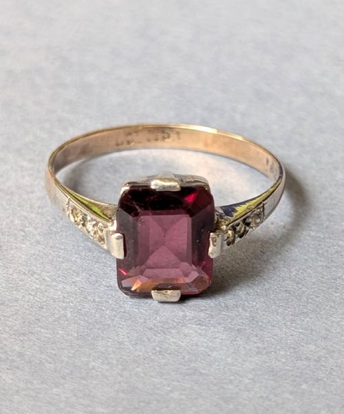 ANTIQUE 9CT GOLD ALMANDINE GARNET RING - ADDITIONAL PHOTO 2