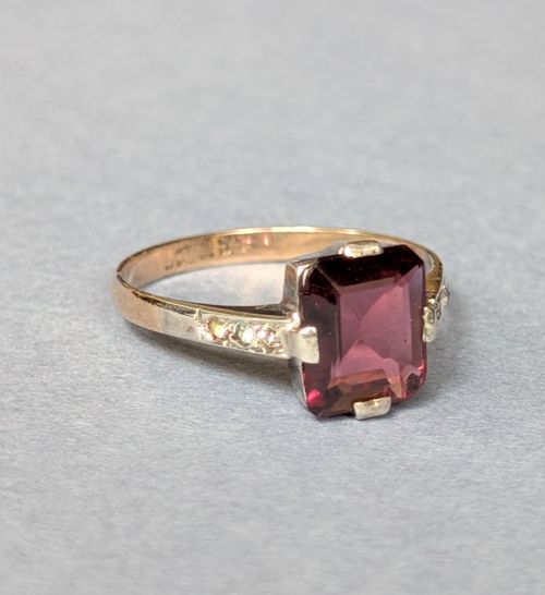 ANTIQUE 9CT GOLD ALMANDINE GARNET RING - ADDITIONAL PHOTO 3