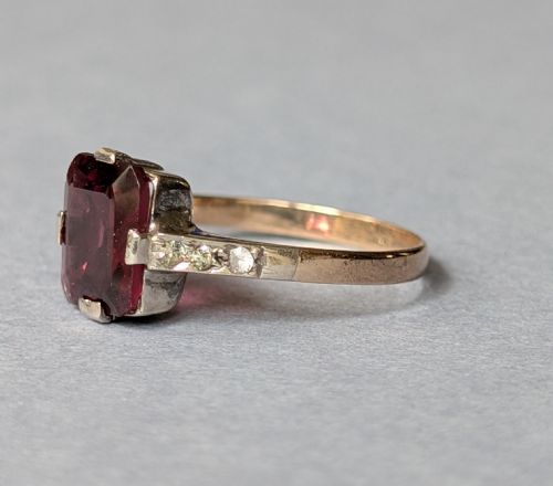 ANTIQUE 9CT GOLD ALMANDINE GARNET RING - ADDITIONAL PHOTO 5