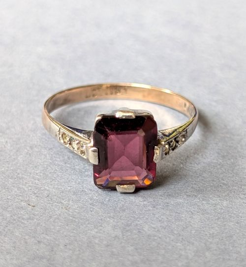 ANTIQUE 9CT GOLD ALMANDINE GARNET RING - ADDITIONAL PHOTO 6