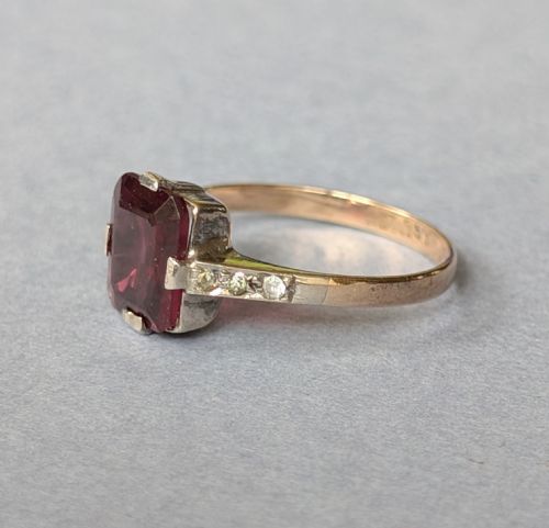ANTIQUE 9CT GOLD ALMANDINE GARNET RING - ADDITIONAL PHOTO 7