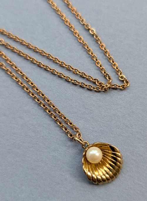 VINTAGE 9CT GOLD SHELL PEARL PENDANT - ADDITIONAL PHOTO 2