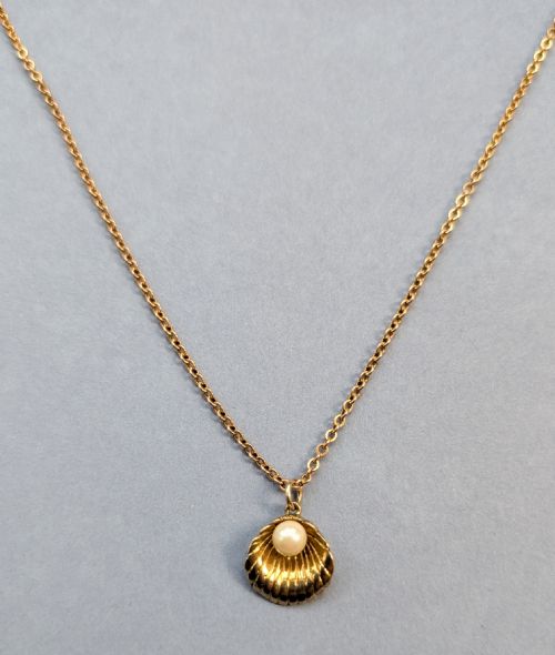 VINTAGE 9CT GOLD SHELL PEARL PENDANT - ADDITIONAL PHOTO 8