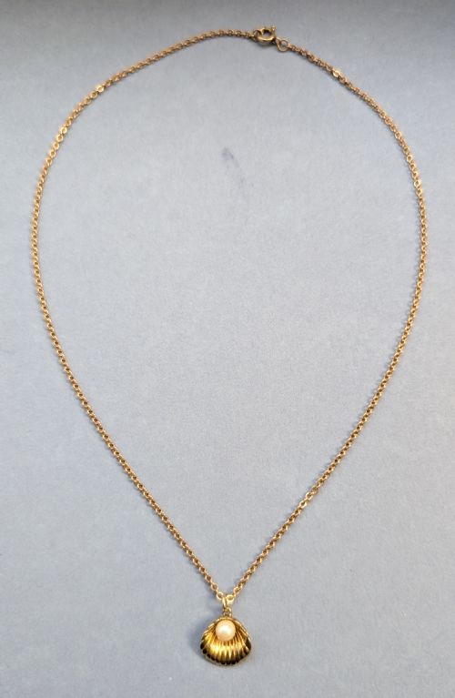 VINTAGE 9CT GOLD SHELL PEARL PENDANT - ADDITIONAL PHOTO 9
