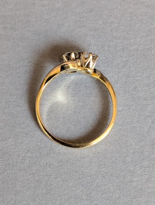 ANTIQUE 18CT GOLD PLATINUM DIAMOND 'TOI ET MOI' ENGAGEMENT RING - ADDITIONAL PHOTO 5