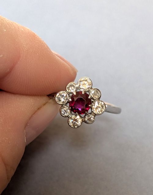 ART DECO PLATINUM RUBY AND DIAMOND RING - ADDITIONAL PHOTO 1