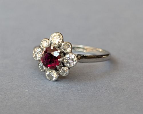 ART DECO PLATINUM RUBY AND DIAMOND RING - ADDITIONAL PHOTO 3