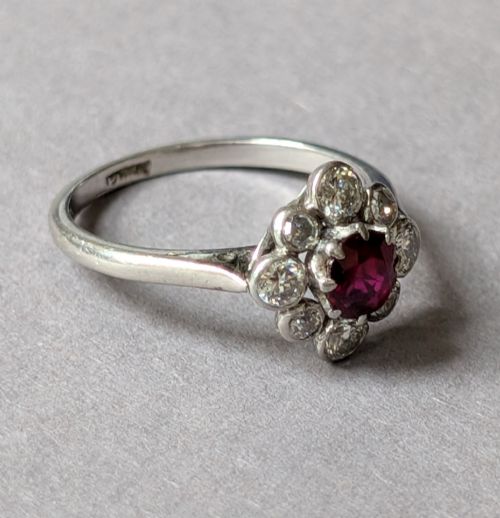 ART DECO PLATINUM RUBY AND DIAMOND RING - ADDITIONAL PHOTO 8