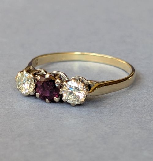 VINTAGE 18CT GOLD DIAMOND RUBY RING - ADDITIONAL PHOTO 3