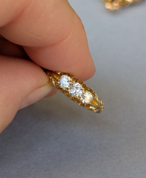 fig 1. Edwardian 18ct gold old cut diamond gypsy ring