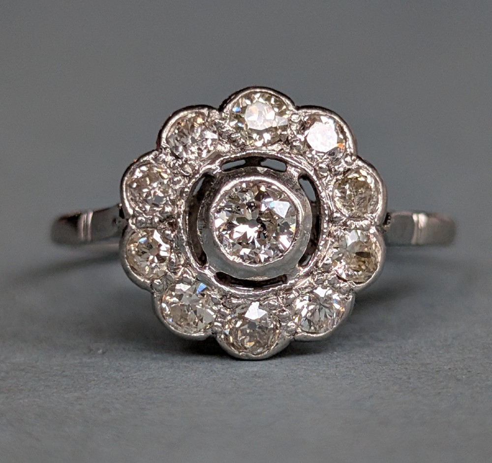 Art Deco platinum old cut diamond ring