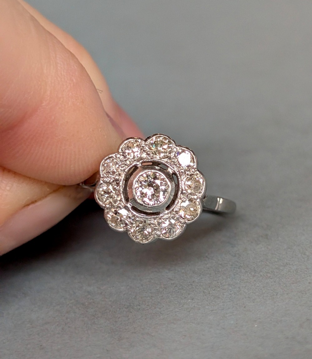 Art Deco platinum old cut diamond ring View IV