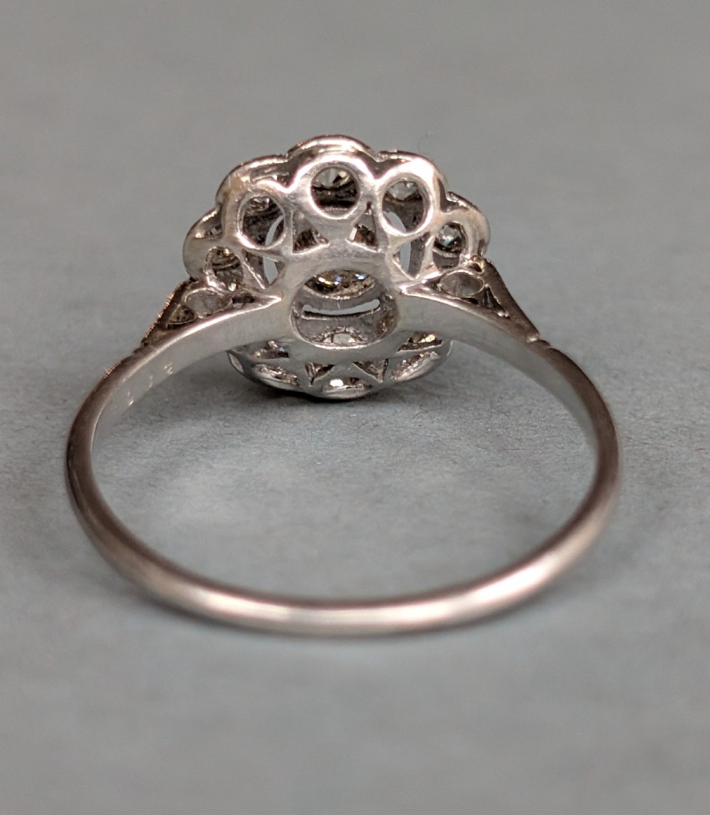 Art Deco platinum old cut diamond ring View V