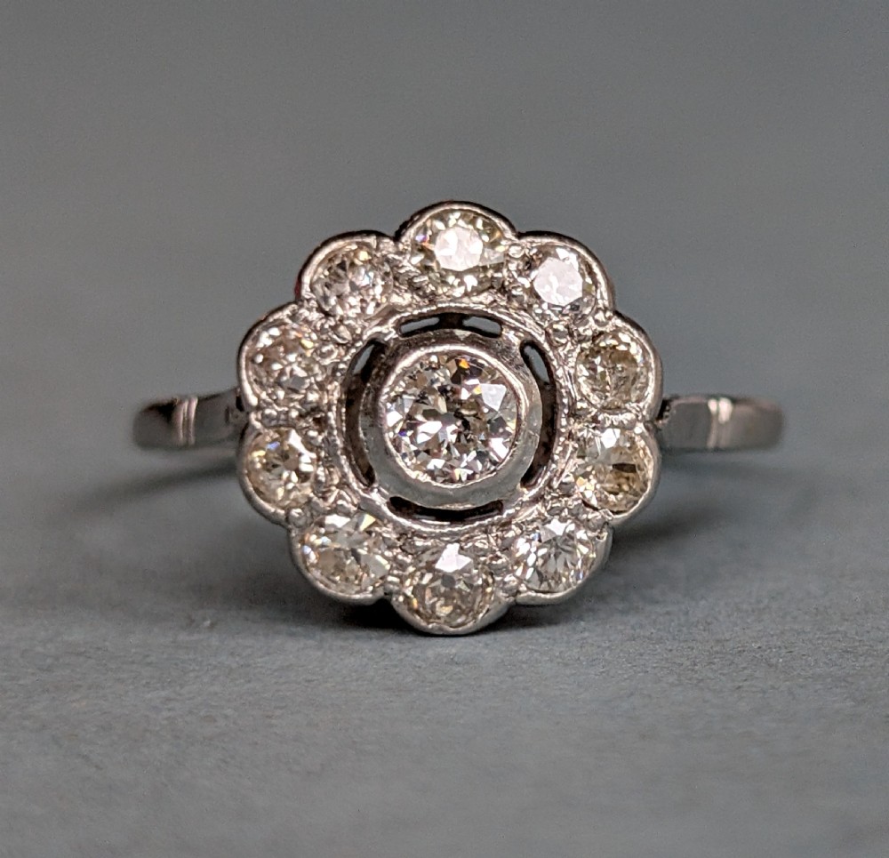 Art Deco platinum old cut diamond ring View VII
