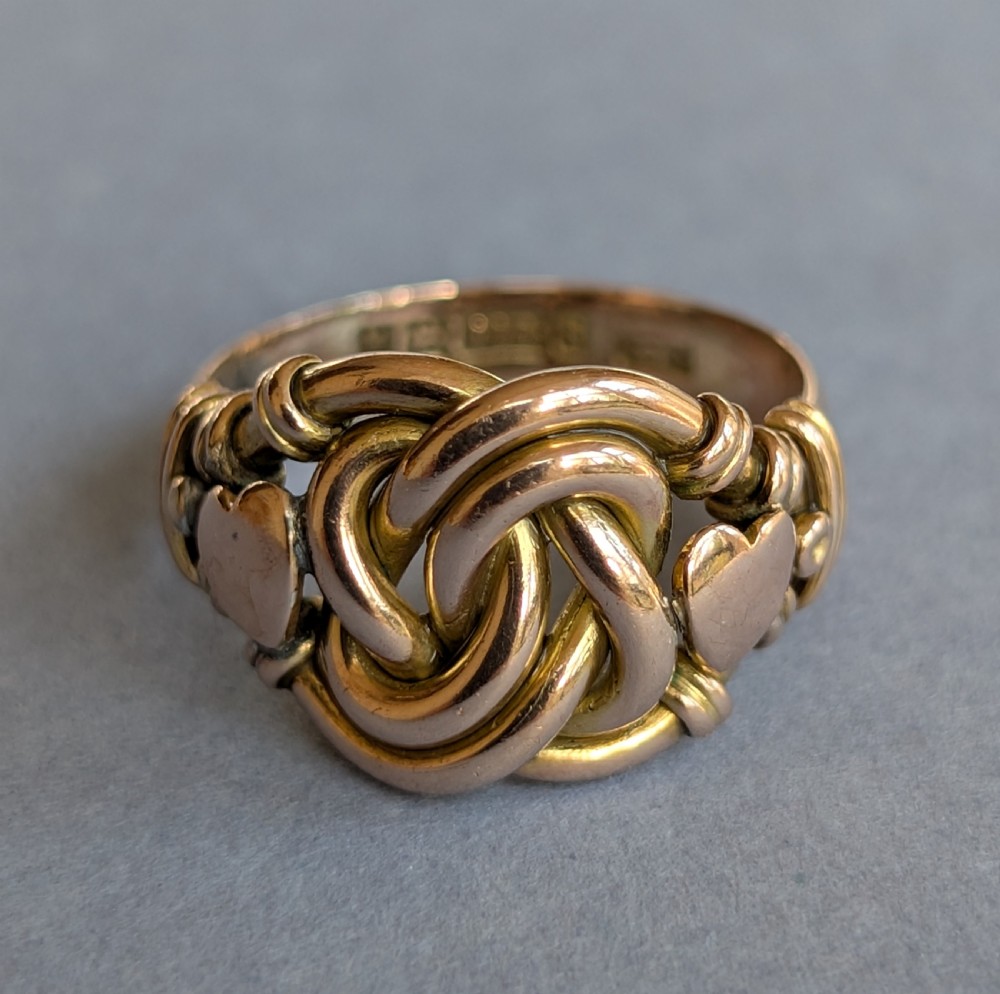 Heavy Edwardian 9ct Gold Lovers knot ring c1909 View II