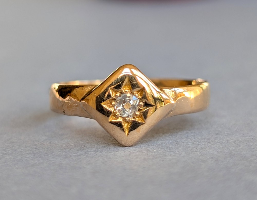 Small Antique 22ct Gold Diamond Ring c1878 View IV