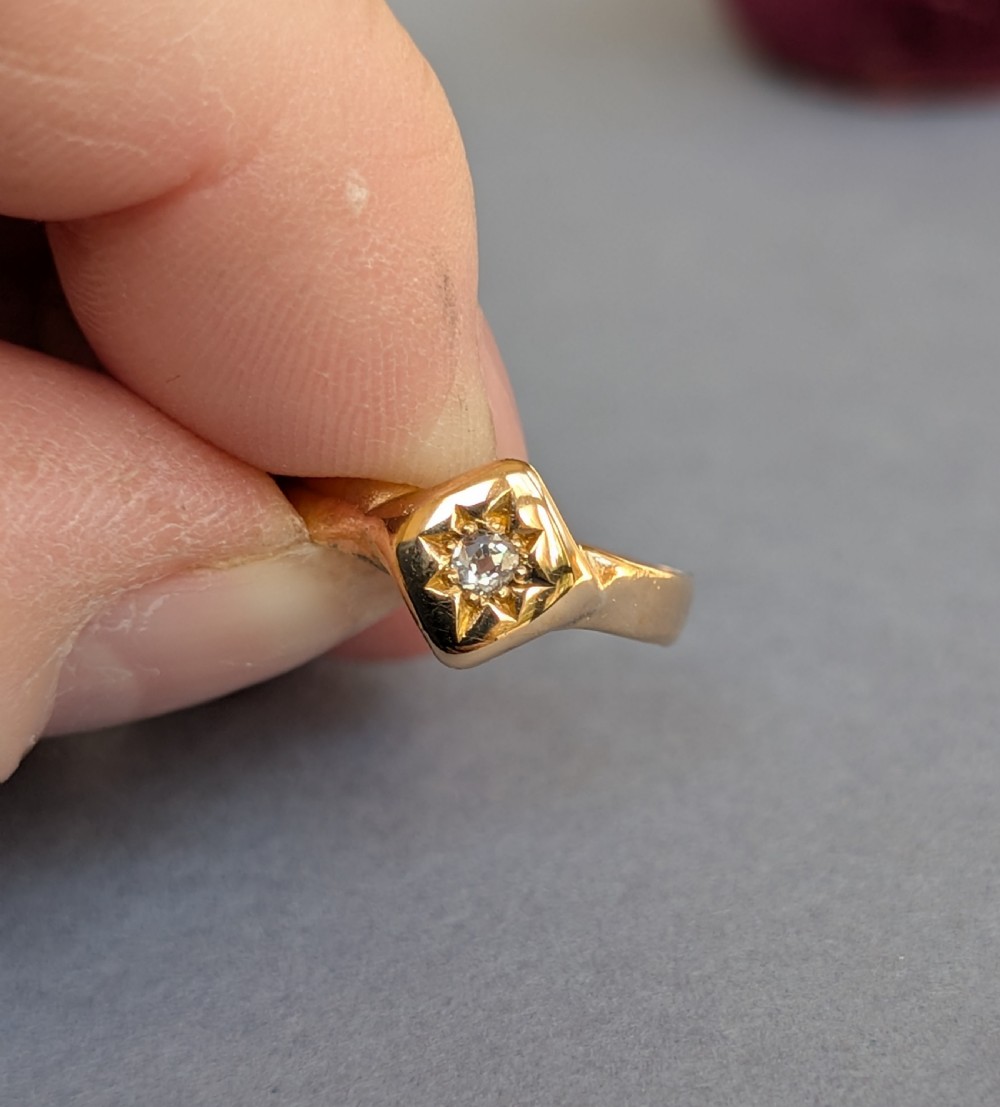 Small Antique 22ct Gold Diamond Ring c1878 View V