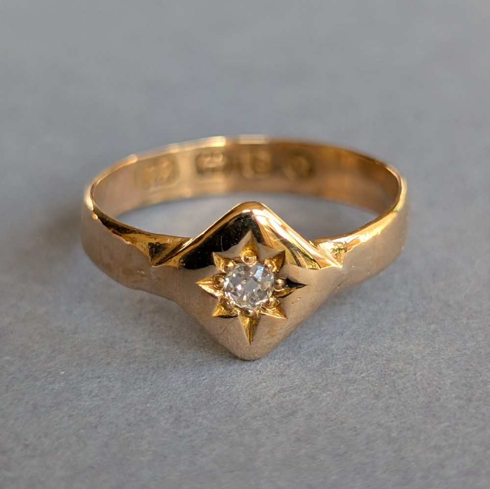 Small Antique 22ct Gold Diamond Ring c1878 View VI