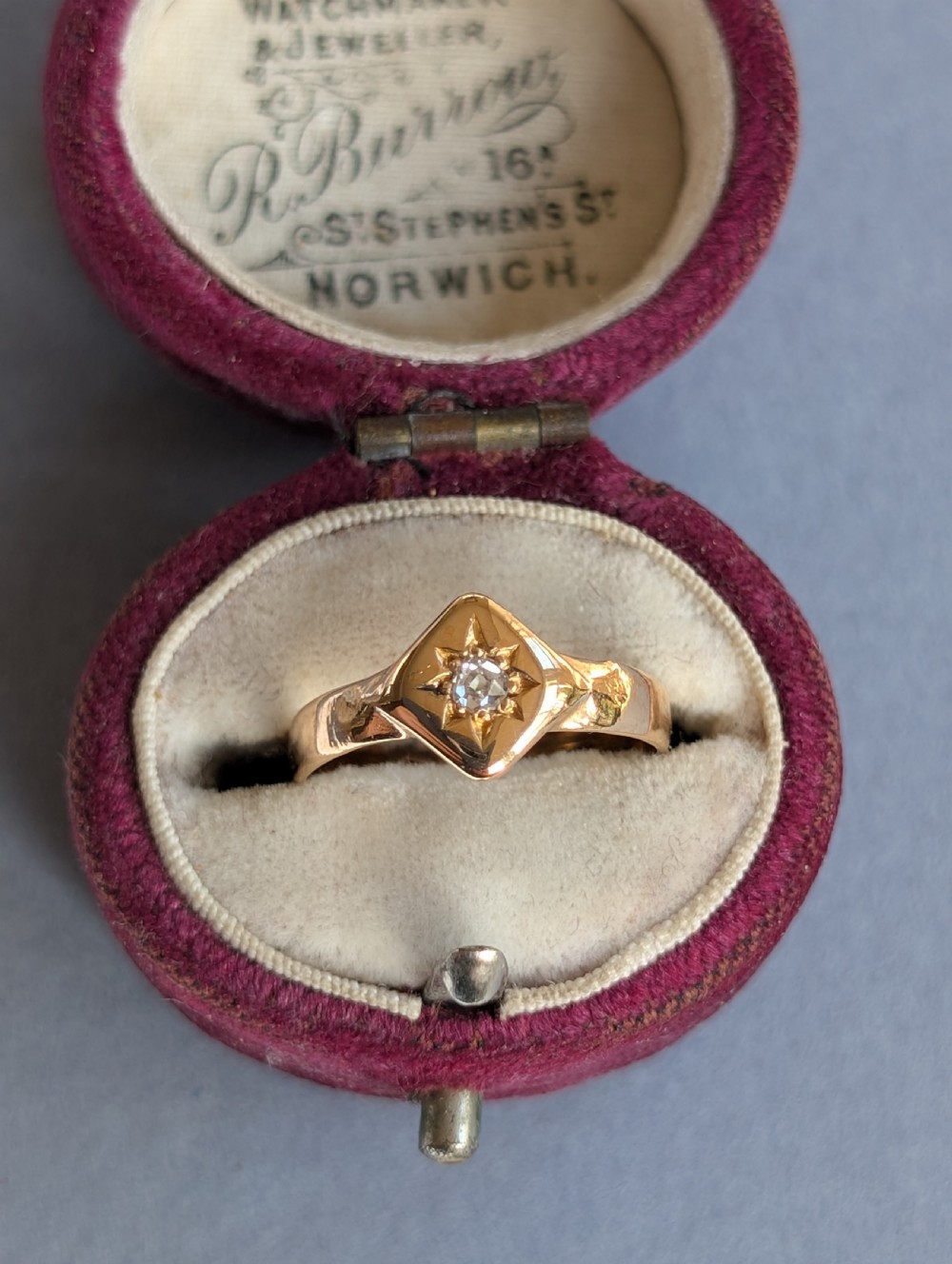 Small Antique 22ct Gold Diamond Ring c1878 View X