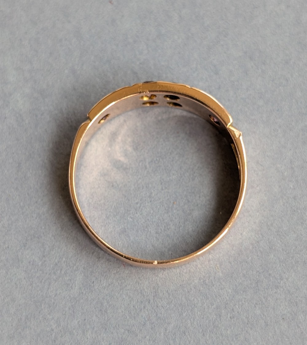 Edwardian 9ct rose gold garnet and pearl ring c1903 View VII