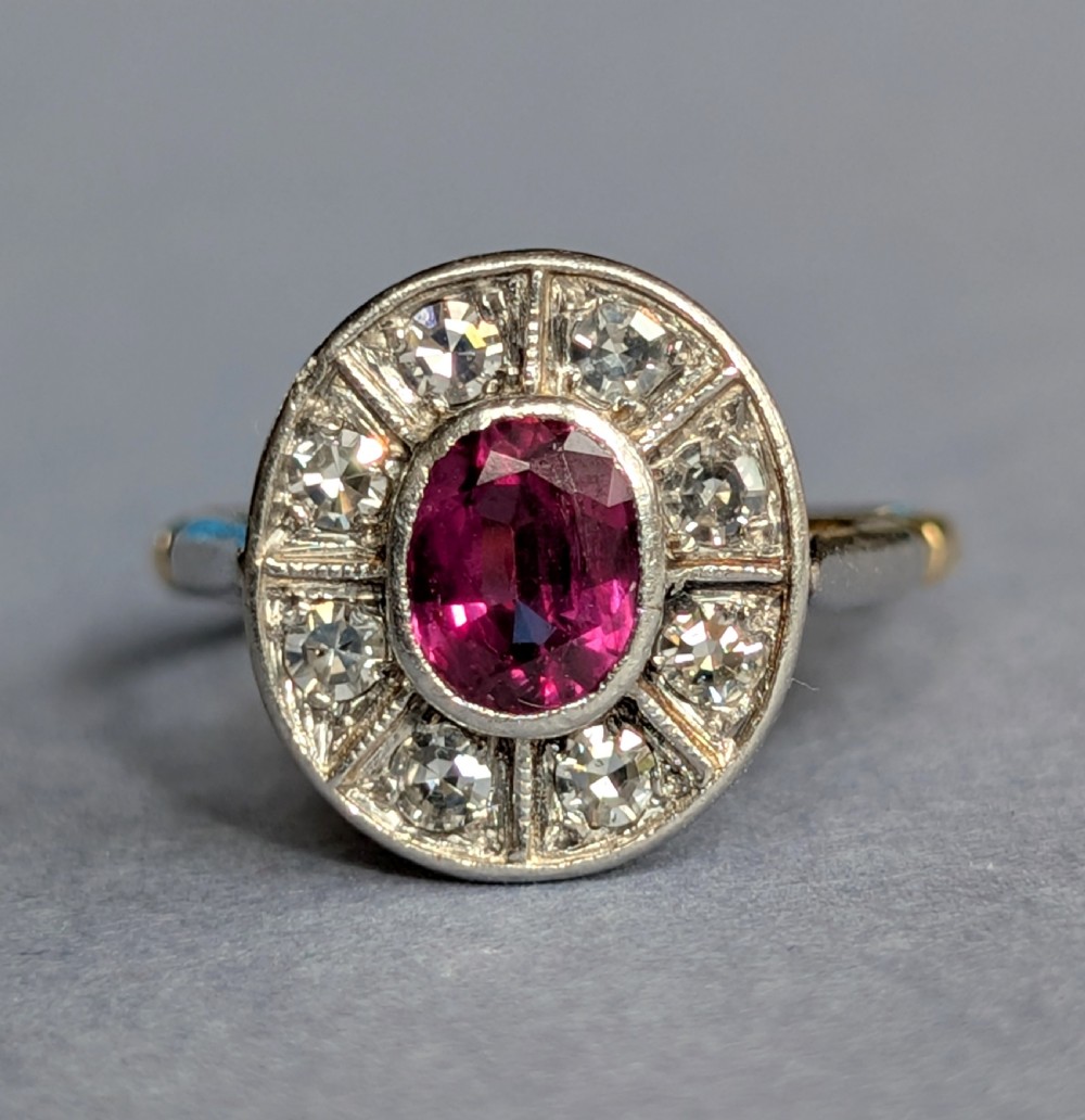 Art Deco 18ct Gold Ruby and Diamond Ring