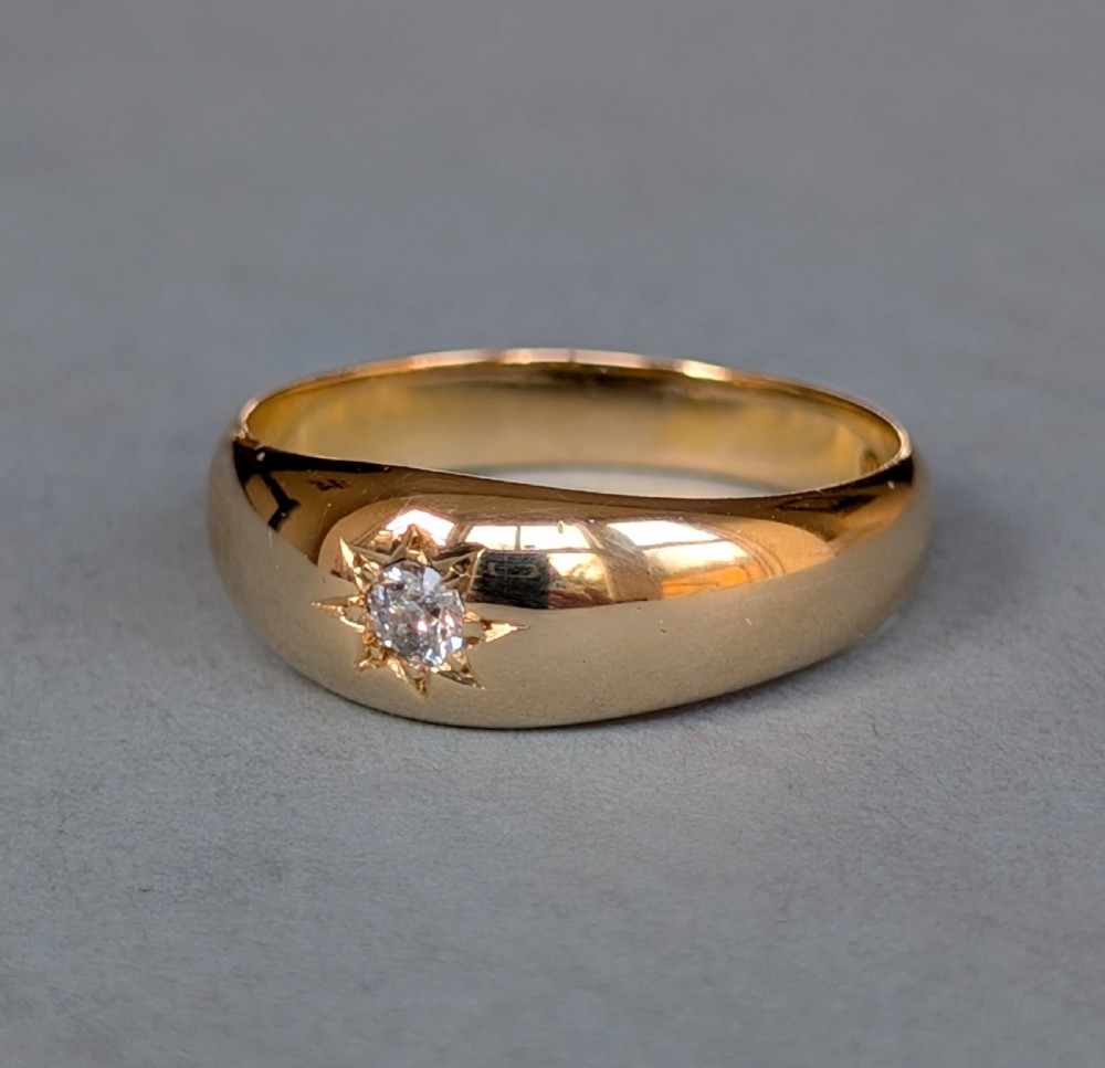 Heavy Antique 18ct Gold Diamond Gypsy Ring c1900 View VI