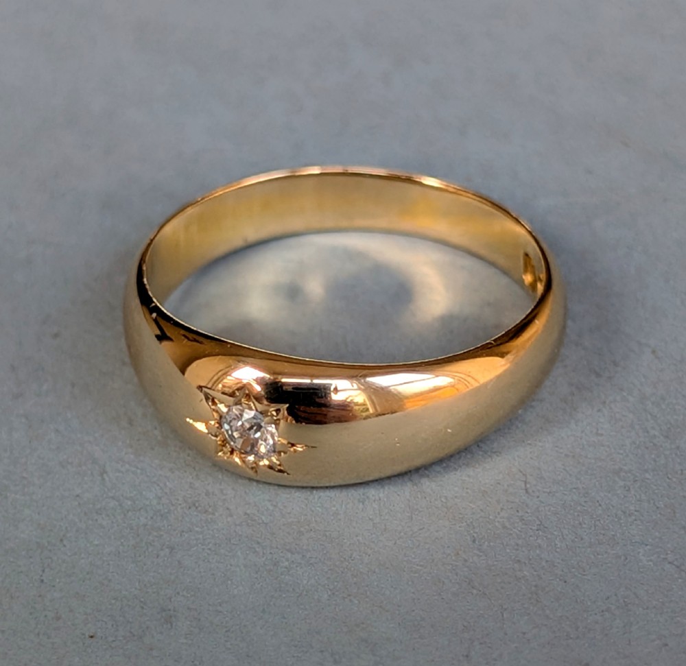 Heavy Antique 18ct Gold Diamond Gypsy Ring c1900 View VII
