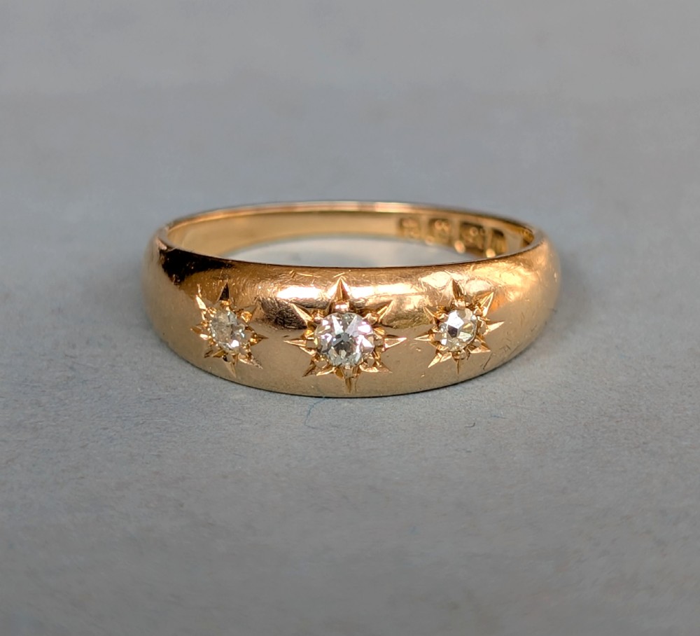 Antique 18ct Gold Diamond Gypsy Ring c1900 View II