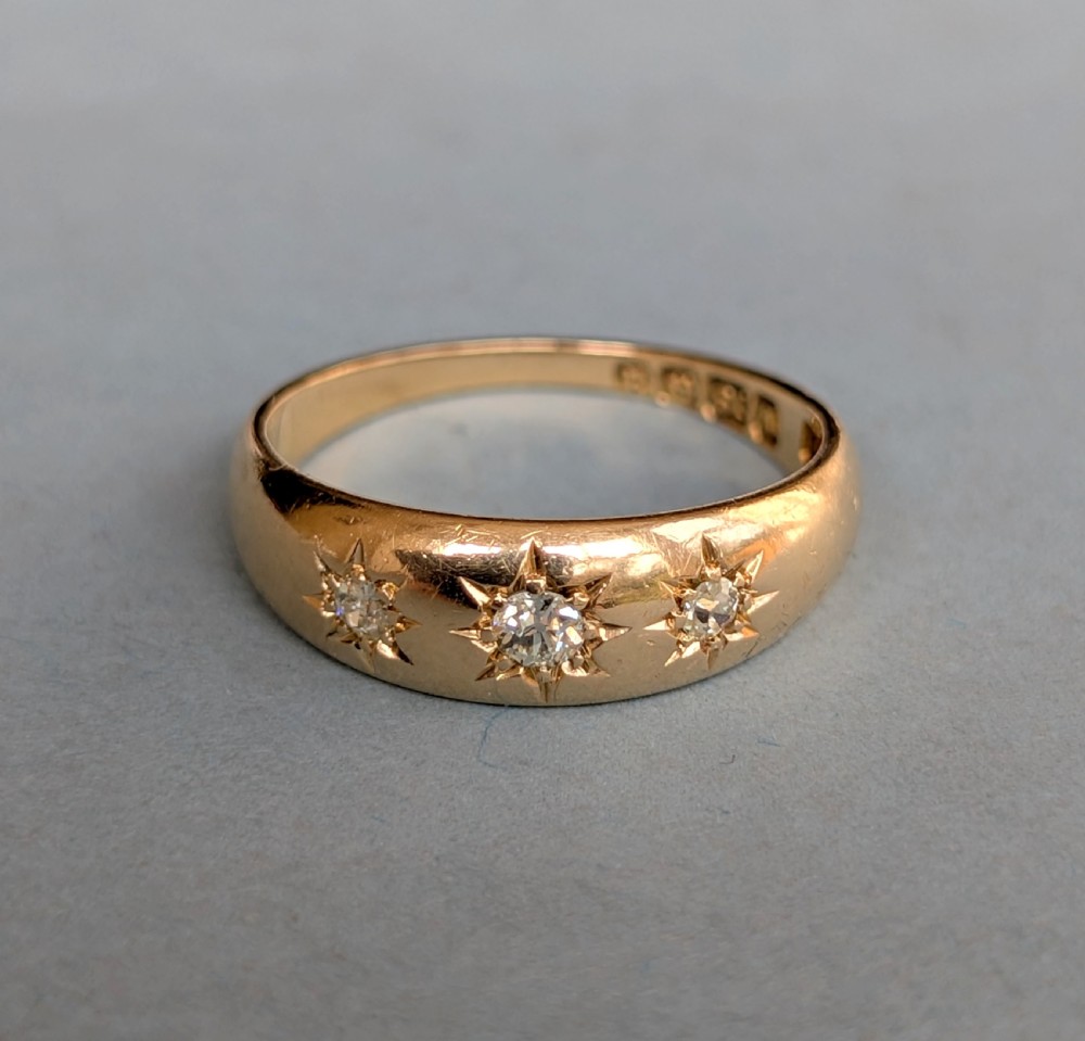 Antique 18ct Gold Diamond Gypsy Ring c1900 View III
