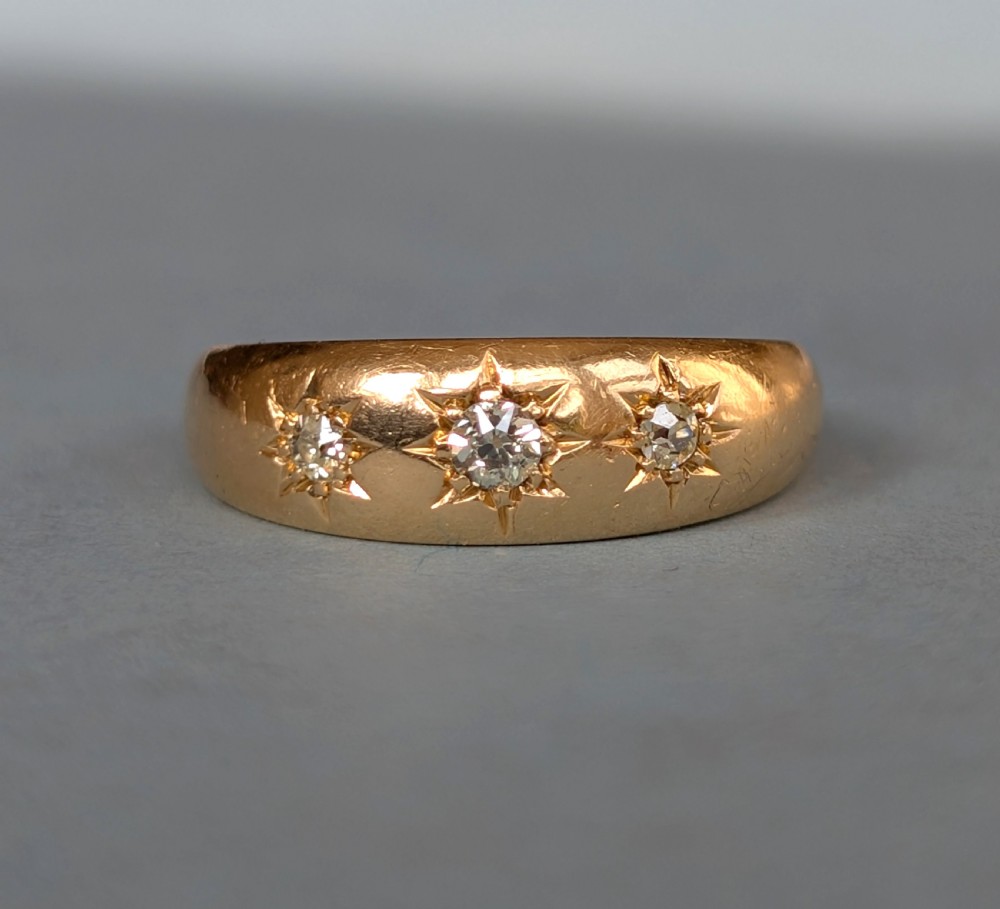 Antique 18ct Gold Diamond Gypsy Ring c1900 View V