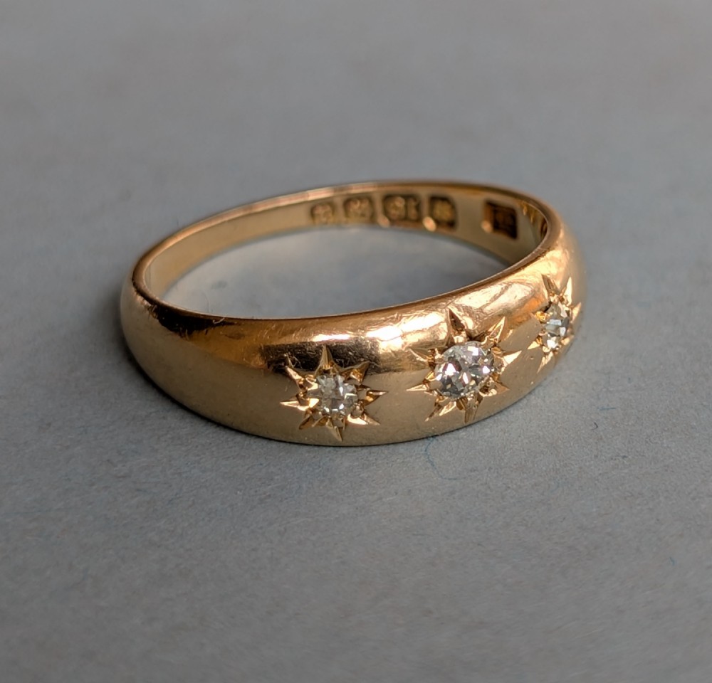 Antique 18ct Gold Diamond Gypsy Ring c1900 View VI