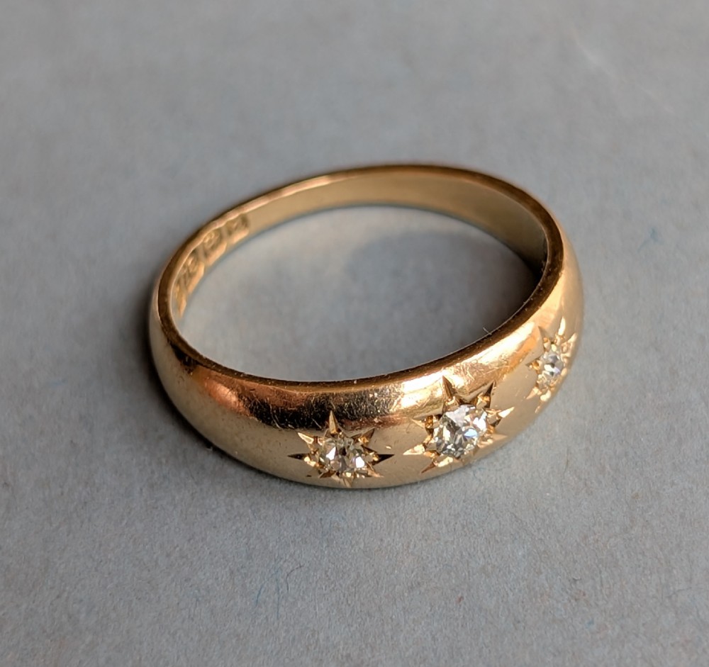Antique 18ct Gold Diamond Gypsy Ring c1900 View VIII
