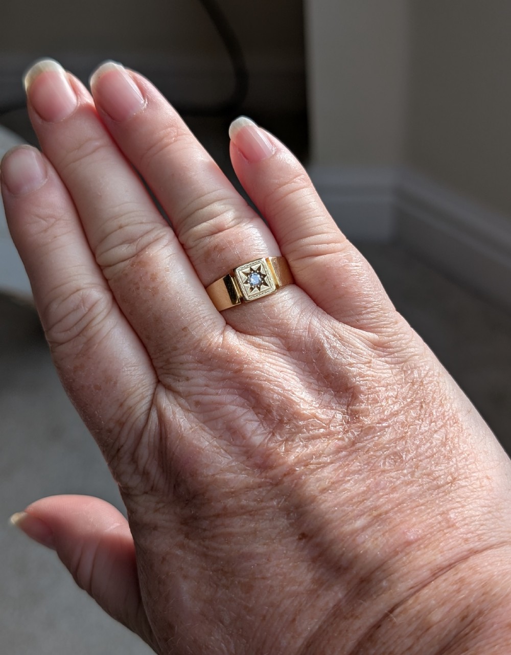 Antique 18ct Gold Diamond Signet Ring c1931 View IX
