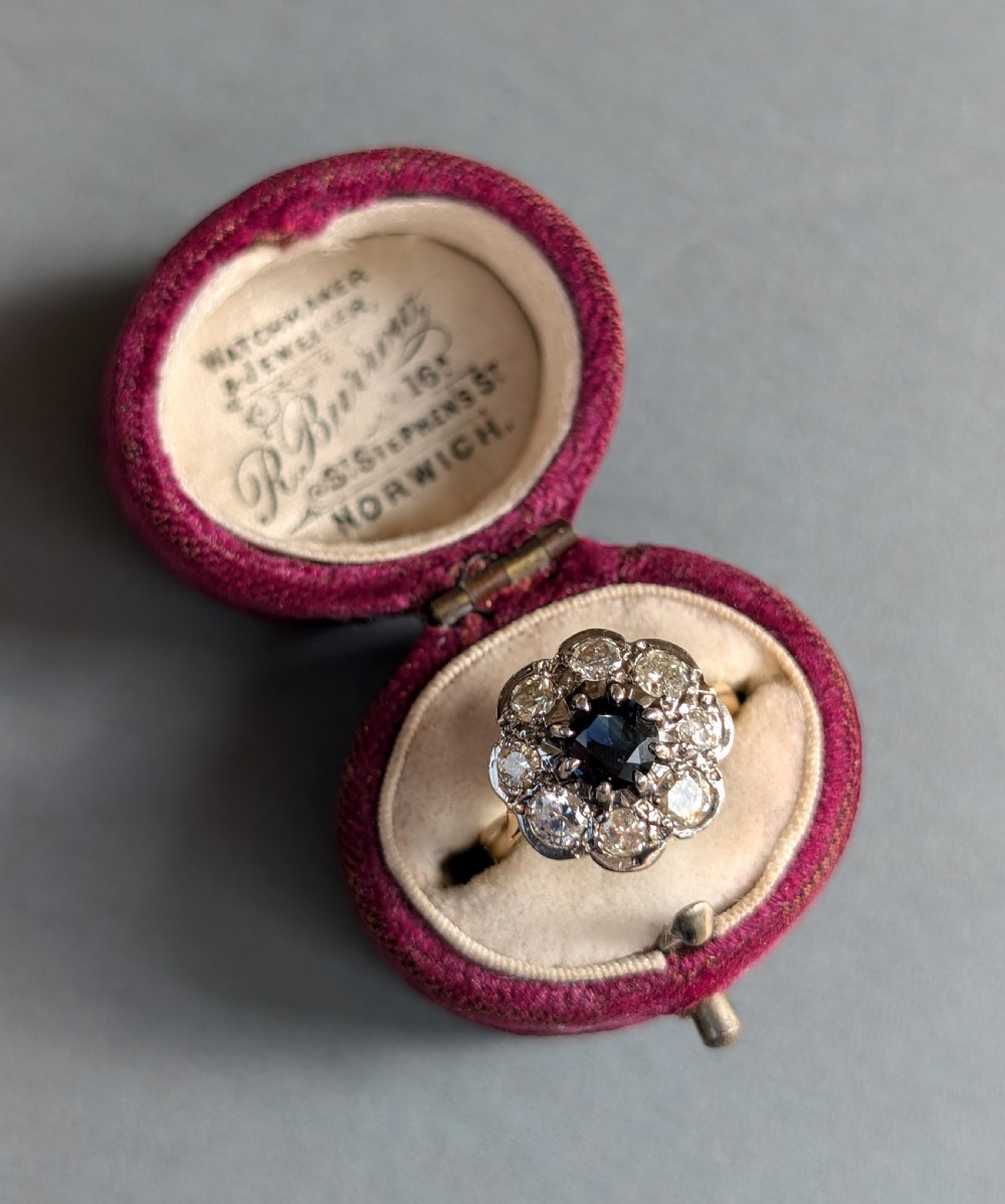 Art Deco 18ct Gold Sapphire and Diamond Ring
