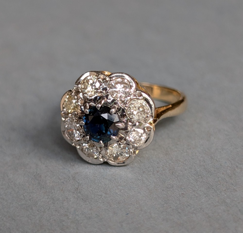 Art Deco 18ct Gold Sapphire and Diamond Ring View II